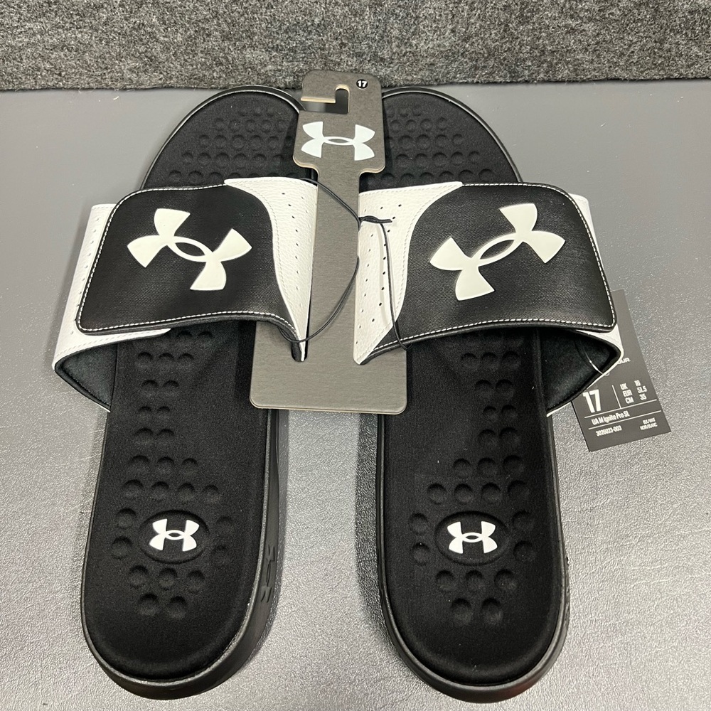 Under Armour Black and White Men's Ignite Pro Slide Size 17